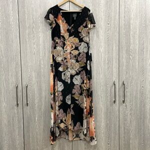 NWT - ADRIANNA PAPELL FLORAL OVERLAY MAXI JUMPSUIT - SIZE 10 WOMENS
